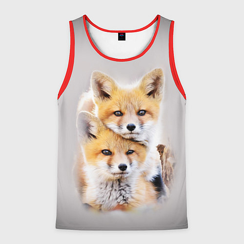 Мужская майка без рукавов Лисята / 3D-Красный – фото 1