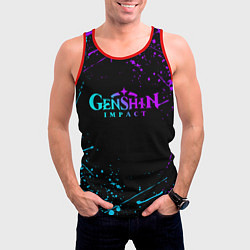 Майка-безрукавка мужская GENSHIN IMPACT NEON LOGO, цвет: 3D-красный — фото 2