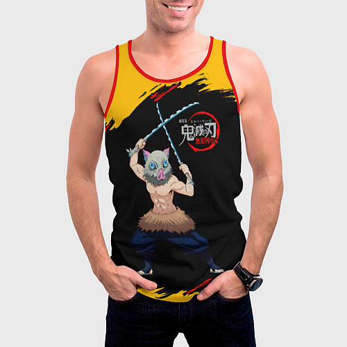 Мужская майка без рукавов Иноске Хашибира Kimetsu no Yaiba / 3D-Красный – фото 3