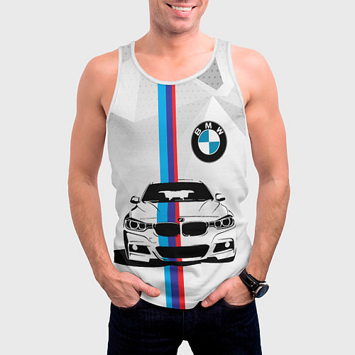 Мужская майка без рукавов BMW БМВ M PERFORMANCE / 3D-Белый – фото 3