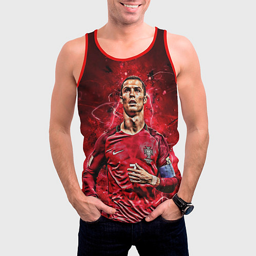 Мужская майка без рукавов Cristiano Ronaldo Portugal / 3D-Красный – фото 3