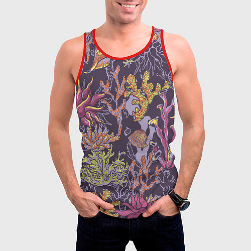 Мужская майка без рукавов Кораллы / 3D-Красный – фото 3