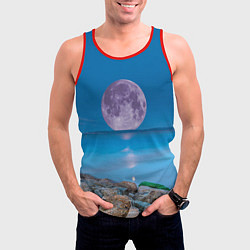 Майка-безрукавка мужская Лунный пляж, цвет: 3D-красный — фото 2