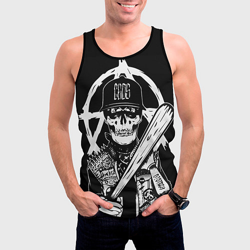 Мужская майка без рукавов Череп с битой / 3D-Черный – фото 3