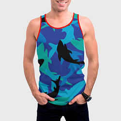 Майка-безрукавка мужская Акулы паттерн, цвет: 3D-красный — фото 2