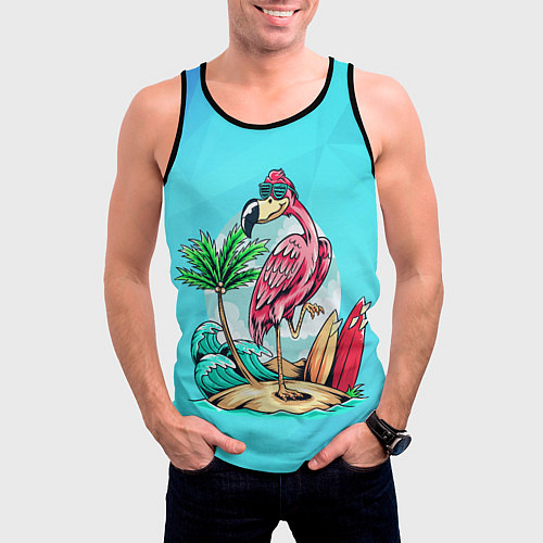 Мужская майка без рукавов Розовый фламинго / 3D-Черный – фото 3