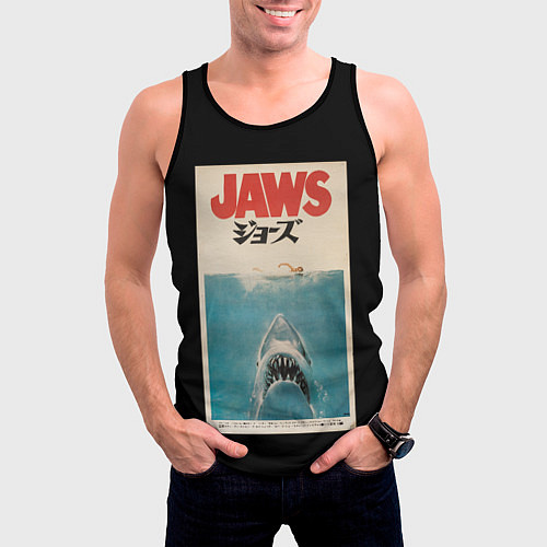 Мужская майка без рукавов Jaws Japan / 3D-Черный – фото 3