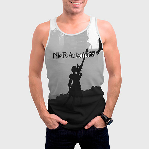 Мужская майка без рукавов Nier Automata Z / 3D-Белый – фото 3