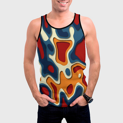 Мужская майка без рукавов Пятна краски / 3D-Черный – фото 3
