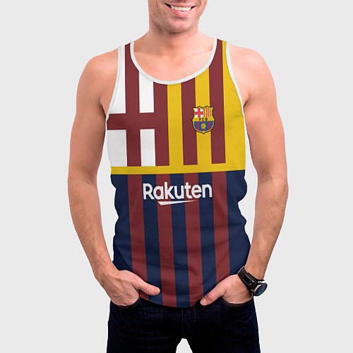Мужская майка без рукавов BARCELONA FC БАРСЕЛОНА ФК BARCA / 3D-Белый – фото 3