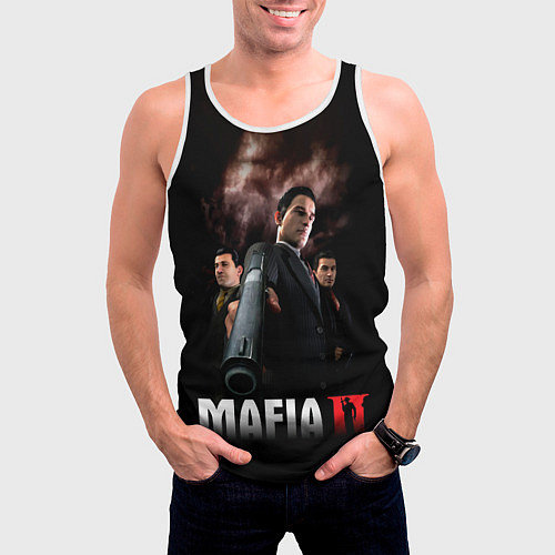 Мужская майка без рукавов Мафиозное братство / 3D-Белый – фото 3