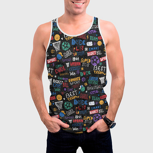 Мужская майка без рукавов Баскетбол / 3D-Белый – фото 3
