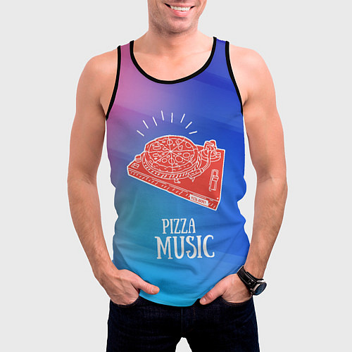 Мужская майка без рукавов PIZZA MUSIC / 3D-Черный – фото 3