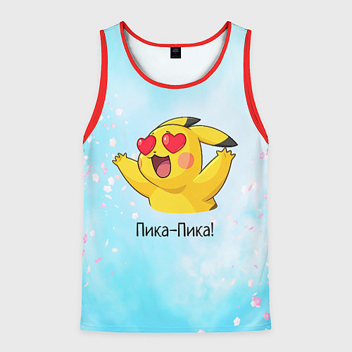 Мужская майка без рукавов Влюбленный Пикачу / 3D-Красный – фото 1