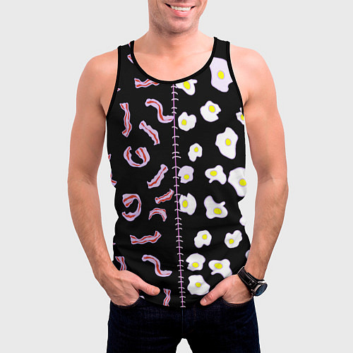Мужская майка без рукавов Яичница с беконом / 3D-Черный – фото 3