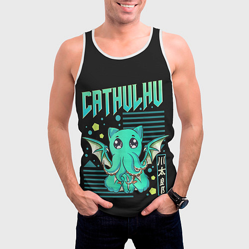 Мужская майка без рукавов CatHulhu / 3D-Белый – фото 3