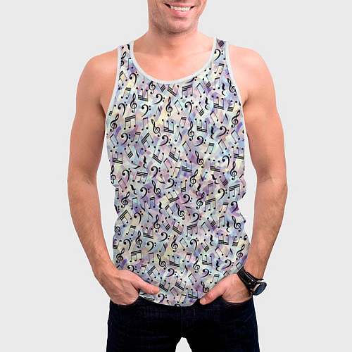Мужская майка без рукавов Музыкальные Ноты / 3D-Белый – фото 3