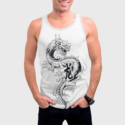 Майка-безрукавка мужская Китайский дракон на белом фоне, цвет: 3D-белый — фото 2