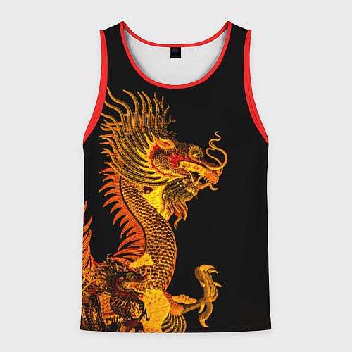 Мужская майка без рукавов Золотой китайский дракон / 3D-Красный – фото 1
