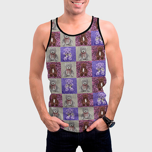 Мужская майка без рукавов Медведи на ковре / 3D-Черный – фото 3