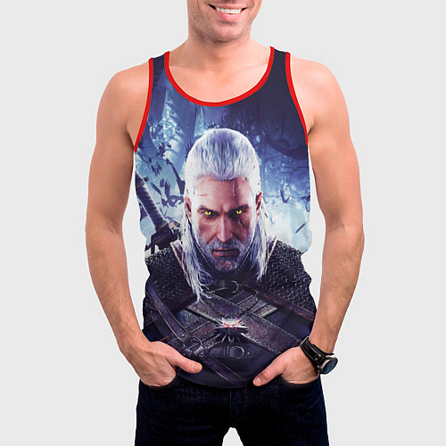 Мужская майка без рукавов THE WITCHER GERALT OF RIVIA / 3D-Красный – фото 3