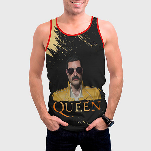 Мужская майка без рукавов Фредди Меркьюри Freddie Mercury Z / 3D-Красный – фото 3