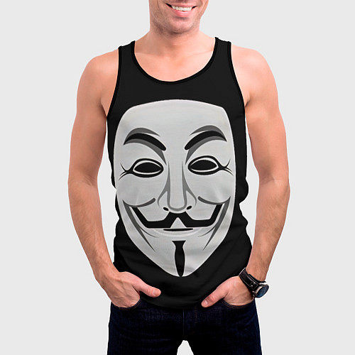 Мужская майка без рукавов Guy Fawkes / 3D-Черный – фото 3