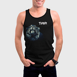 Майка-безрукавка мужская Тигр, цвет: 3D-черный — фото 2