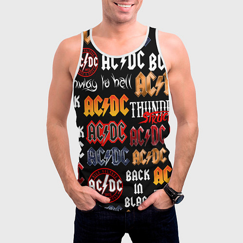 Мужская майка без рукавов AC DC LOGOBOMBING / 3D-Белый – фото 3