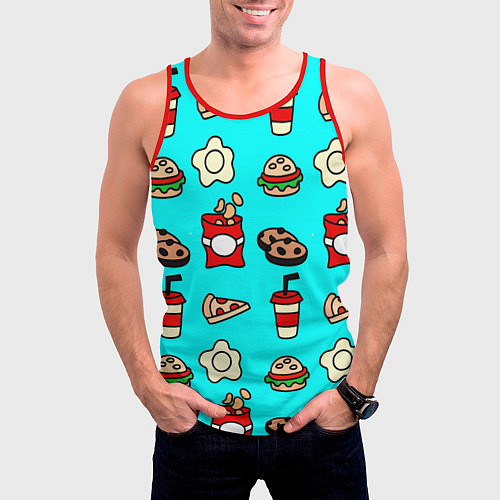 Мужская майка без рукавов Вкусняхи из Макдака! / 3D-Красный – фото 3