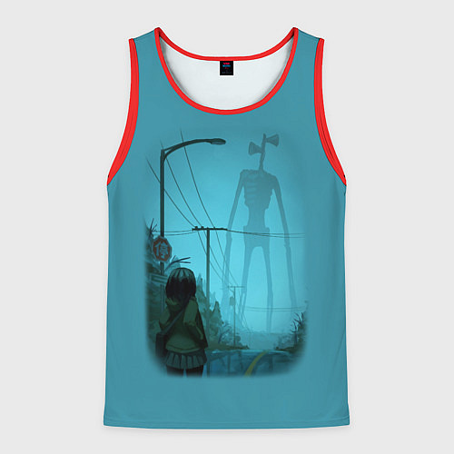 Мужская майка без рукавов СИРЕНОГОЛОВЫЙ И ДЕВОЧКА / 3D-Красный – фото 1