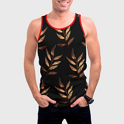 Майка-безрукавка мужская Золотисто-красные листья, цвет: 3D-красный — фото 2