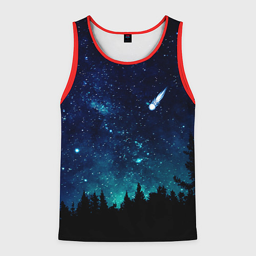 Мужская майка без рукавов ЛЕС НОЧЬЮ / 3D-Красный – фото 1