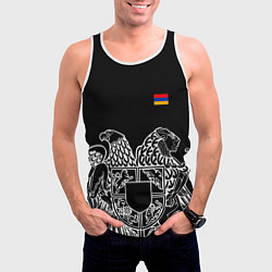 Майка-безрукавка мужская Герб Армении и флаг, цвет: 3D-белый — фото 2
