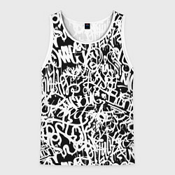 Майка-безрукавка мужская Graffiti white on black, цвет: 3D-белый