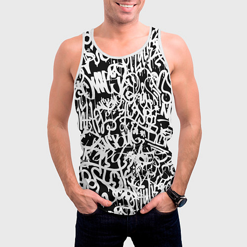 Мужская майка без рукавов Graffiti white on black / 3D-Белый – фото 3