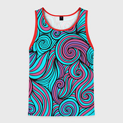 Майка-безрукавка мужская Синие листья, цвет: 3D-красный