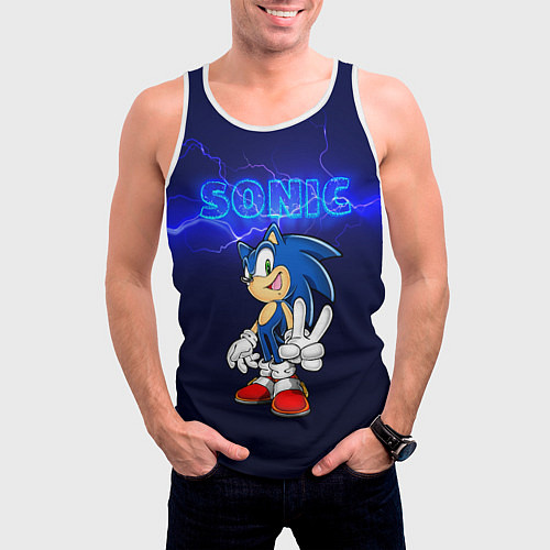 Мужская майка без рукавов SONIK СУПЕР СОНИК / 3D-Белый – фото 3