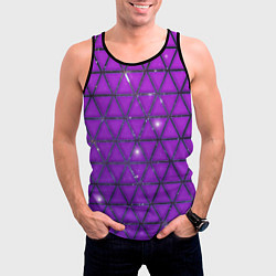Майка-безрукавка мужская Фиолетовые треугольники, цвет: 3D-черный — фото 2