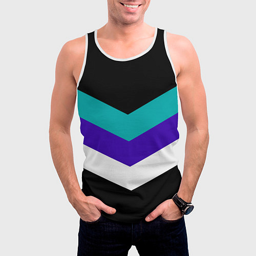 Мужская майка без рукавов Классика Три Полоски / 3D-Белый – фото 3