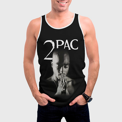 Мужская майка без рукавов TUPAC / 3D-Белый – фото 3