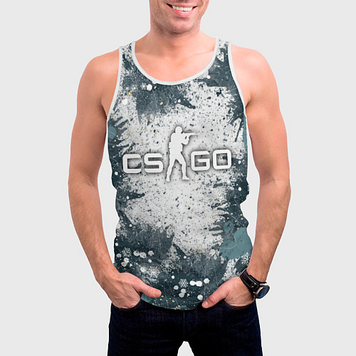 Мужская майка без рукавов CS GO - Контра / 3D-Белый – фото 3