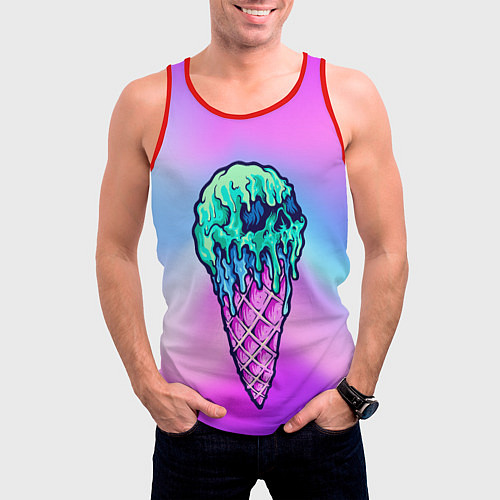 Мужская майка без рукавов Мороженое Ice Scream Череп Z / 3D-Красный – фото 3