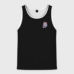 Майка-безрукавка мужская Значок маска самурая, цвет: 3D-белый