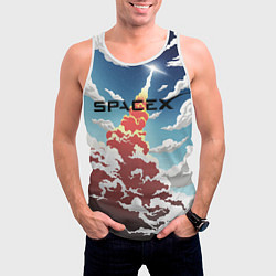 Майка-безрукавка мужская Ракета SpaceX, цвет: 3D-белый — фото 2