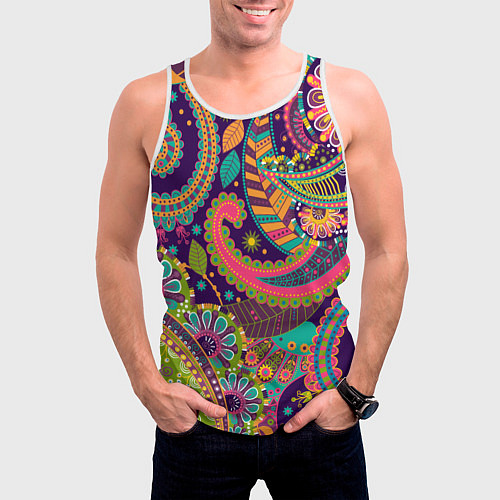 Мужская майка без рукавов Яркий красочный узор / 3D-Белый – фото 3