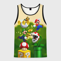 Майка-безрукавка мужская Mario Coins, цвет: 3D-черный