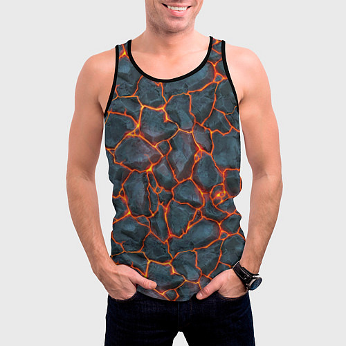 Мужская майка без рукавов Неоновая магма / 3D-Черный – фото 3
