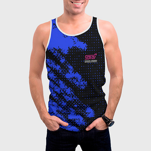 Мужская майка без рукавов SUBARU STI СУБАРИСТ / 3D-Белый – фото 3