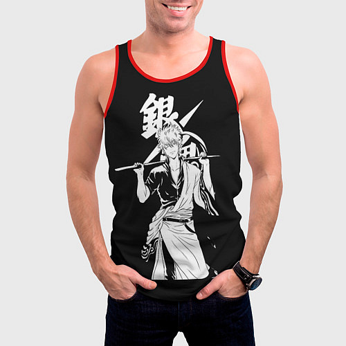 Мужская майка без рукавов Гинтоки Саката держит меч Гинтама / 3D-Красный – фото 3